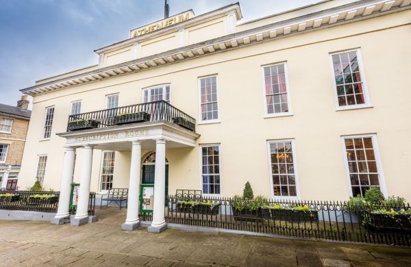 The Athenaeum exterior - showing the entrance and front of this Grade 1 listed building